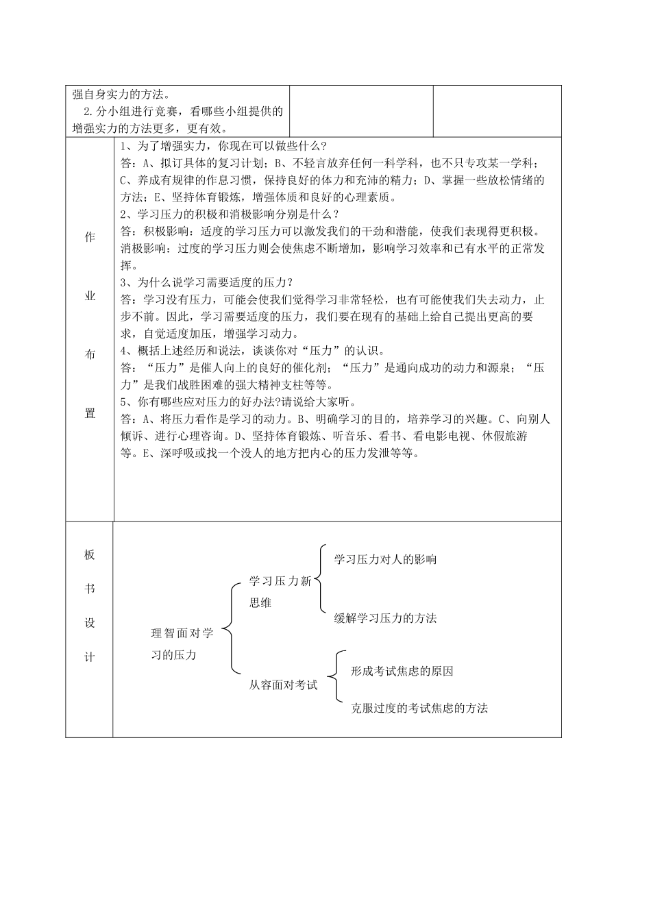 九年级政治 4.10.2理智面对学习压力教学设计 鲁教版教材_第3页