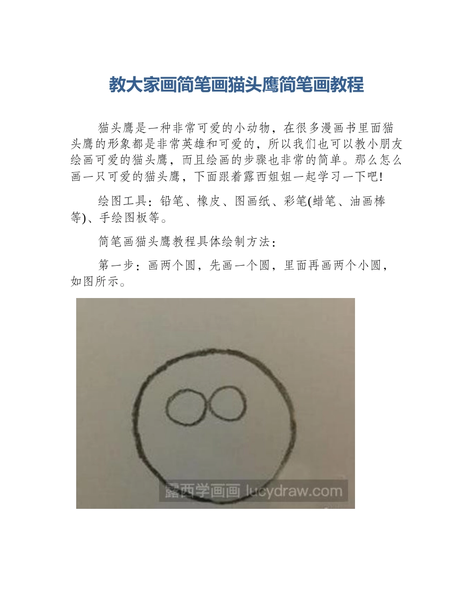教大家画简笔画猫头鹰简笔画教程_第1页