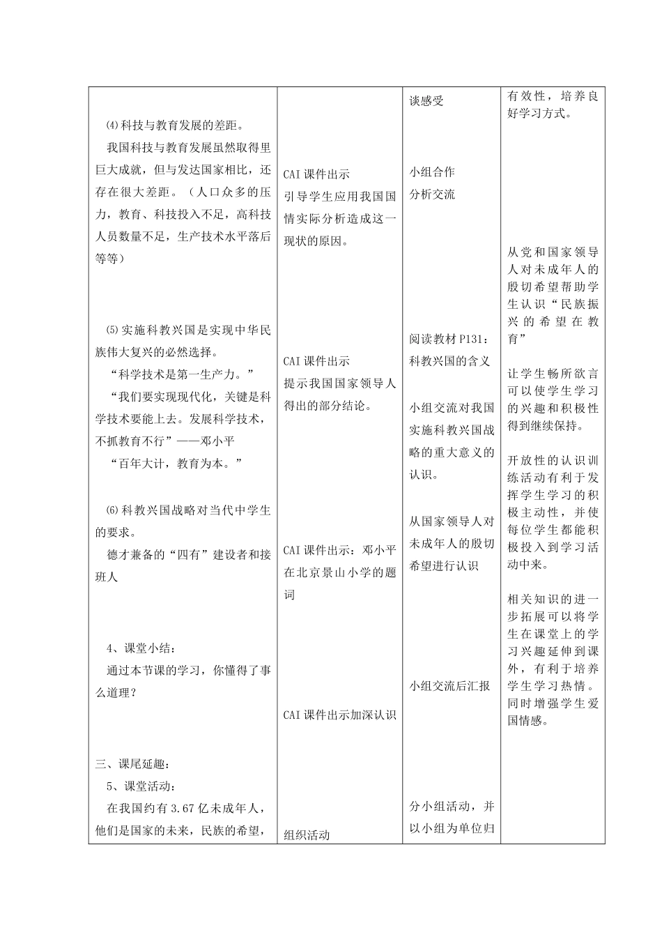 九年级思想品德第12课第二框实施科教兴国战略教学设计_第3页
