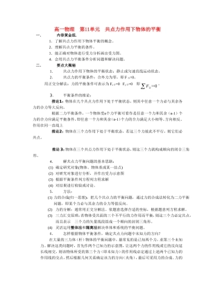 第11单元：共点力作用下物体的平衡