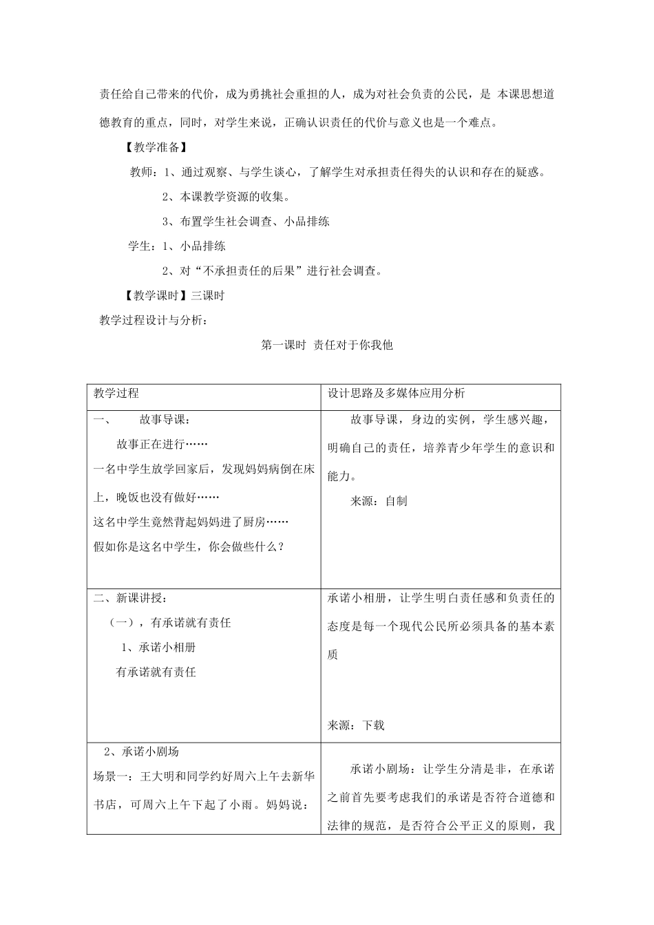 九年级思想品德 第二课《在承担责任中成长》教学设计 鲁教版教材_第2页