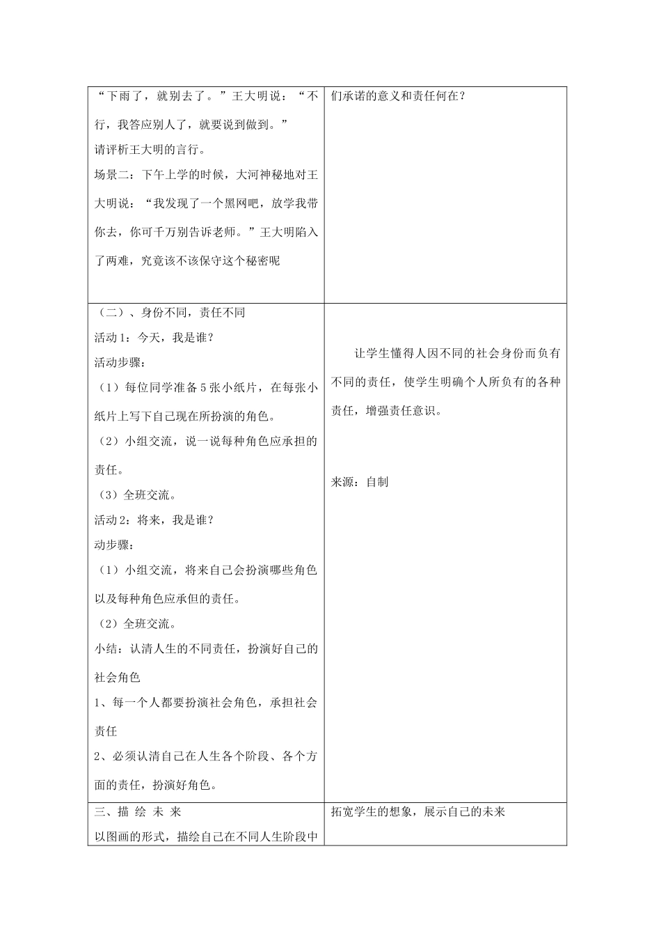 九年级思想品德 第二课《在承担责任中成长》教学设计 鲁教版教材_第3页