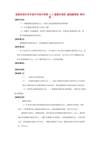 福建省漳州市芗城中学高中物理 5.3 磁感应强度 磁通量教案 鲁科版