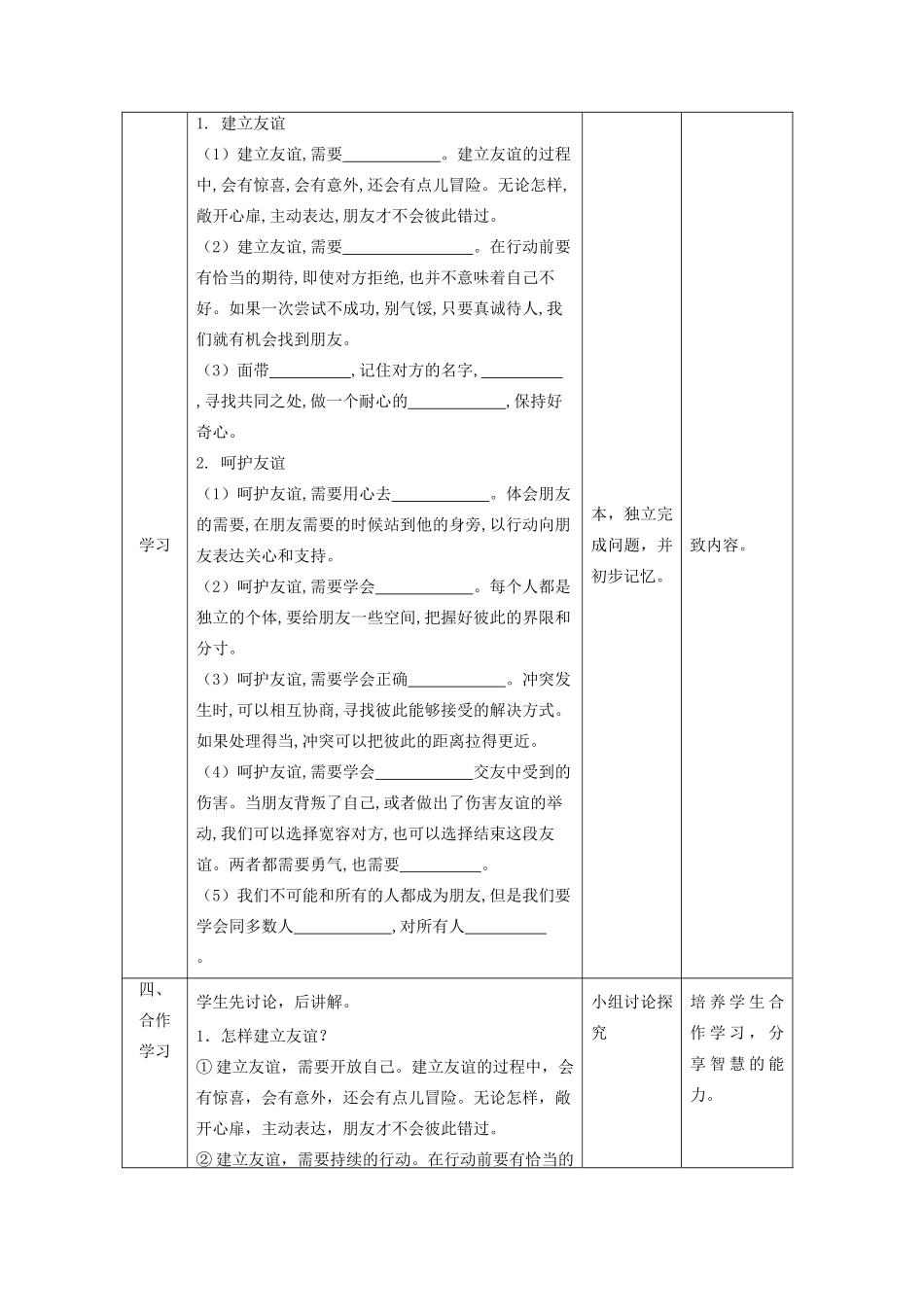七年级道德与法治上册 第二单元 友谊的天空 第五课 交友的智慧 第一框 让友谊之树常青教学设计 新人教版教材-新人教版教材初中七年级上册政治教学设计_第2页