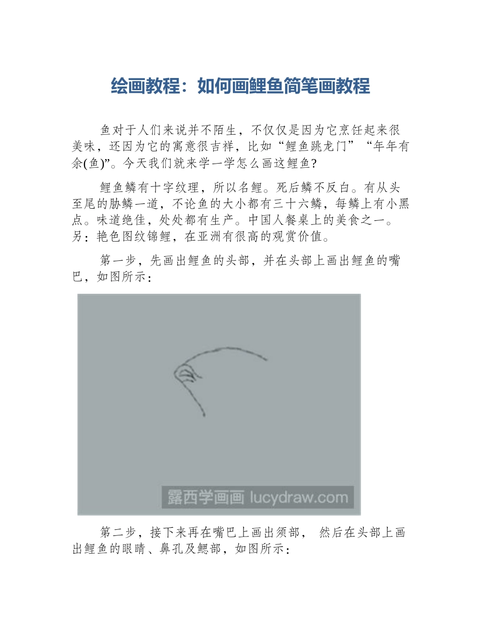 绘画教程：如何画鲤鱼简笔画教程_第1页