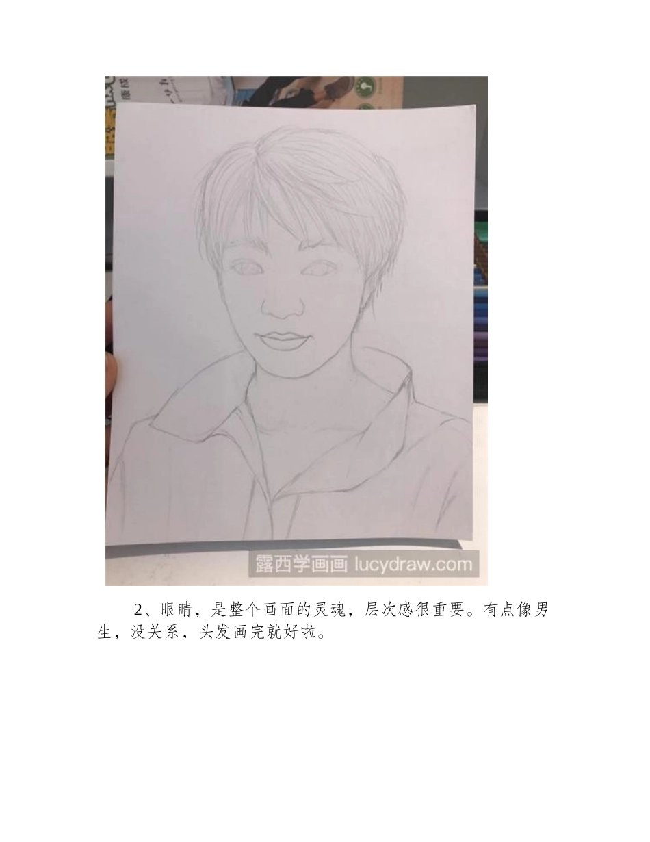 教你画帅气的短发女孩彩铅画教程_第2页