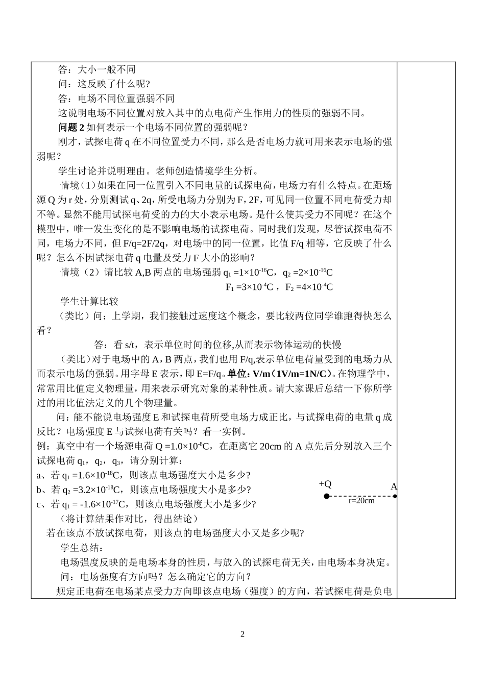电场 电场强度教案_第2页