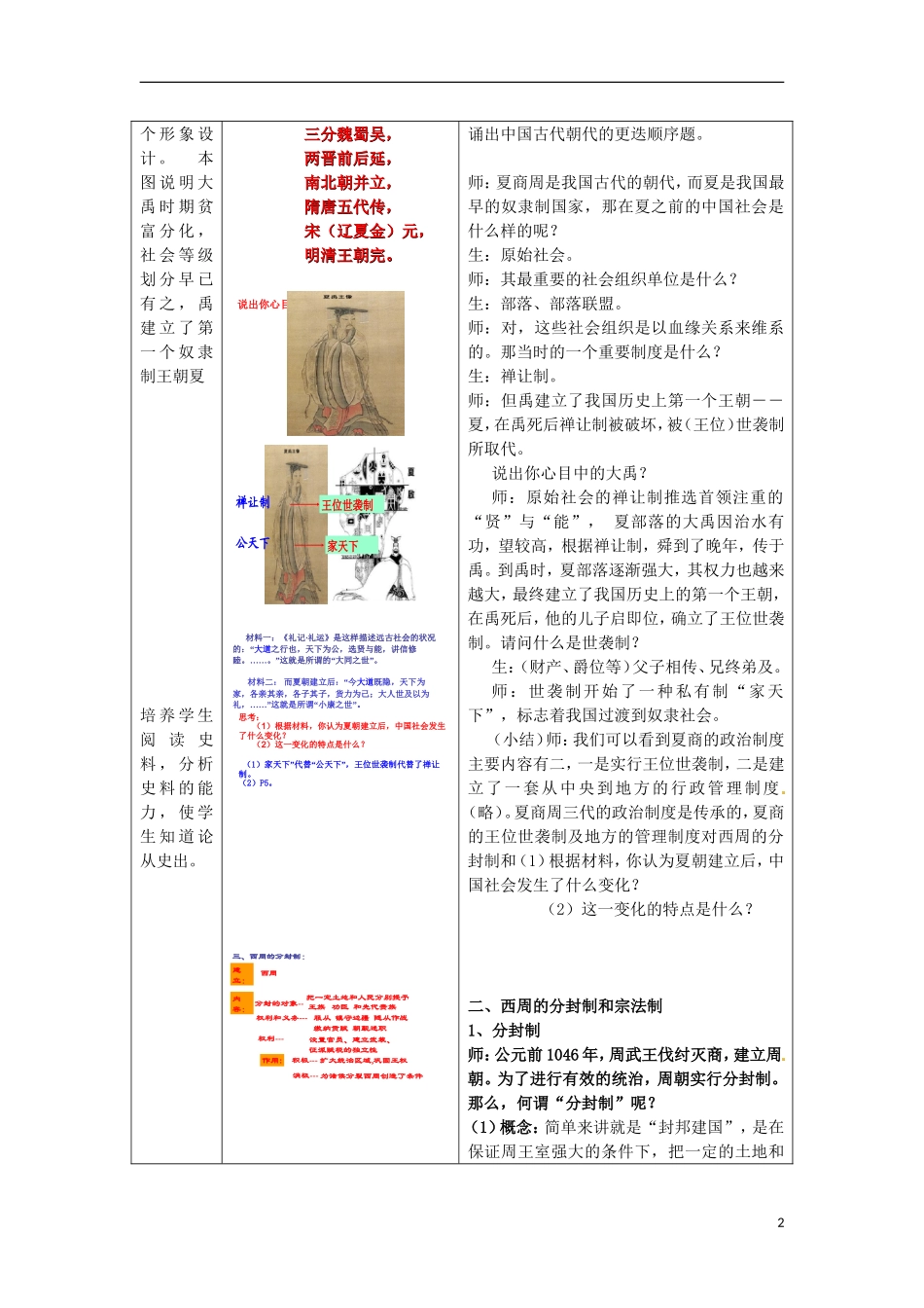 甘肃省积石山保安族东乡族萨拉族自治县银川中学高中历史 中国古代早期政治制度教案 人民版必修1_第2页