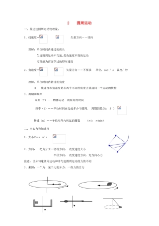 安徽省长丰县高考物理一轮复习 第四章 曲线运动 2 圆周运动复习教案-人教版高三全册物理教案