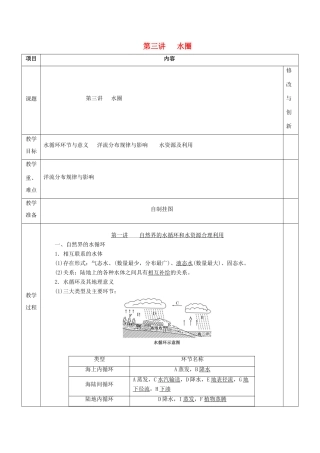 安徽省长丰县高三地理一轮复习 水教案 新人教版-新人教版高三全册地理教案