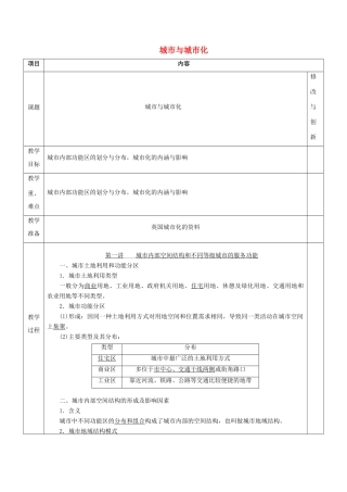 安徽省长丰县高三地理一轮复习 城市教案 新人教版-新人教版高三全册地理教案
