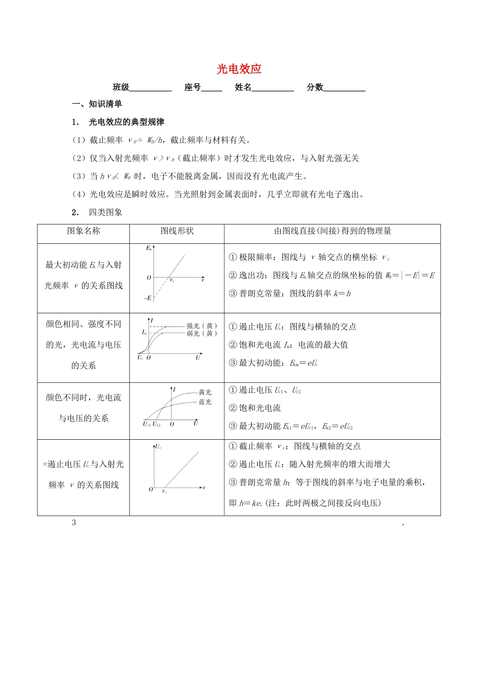 安徽省芜湖市高考物理一轮复习 第十三章 原子和原子核物理 第1讲 光电效应教案-人教版高三全册物理教案_第1页