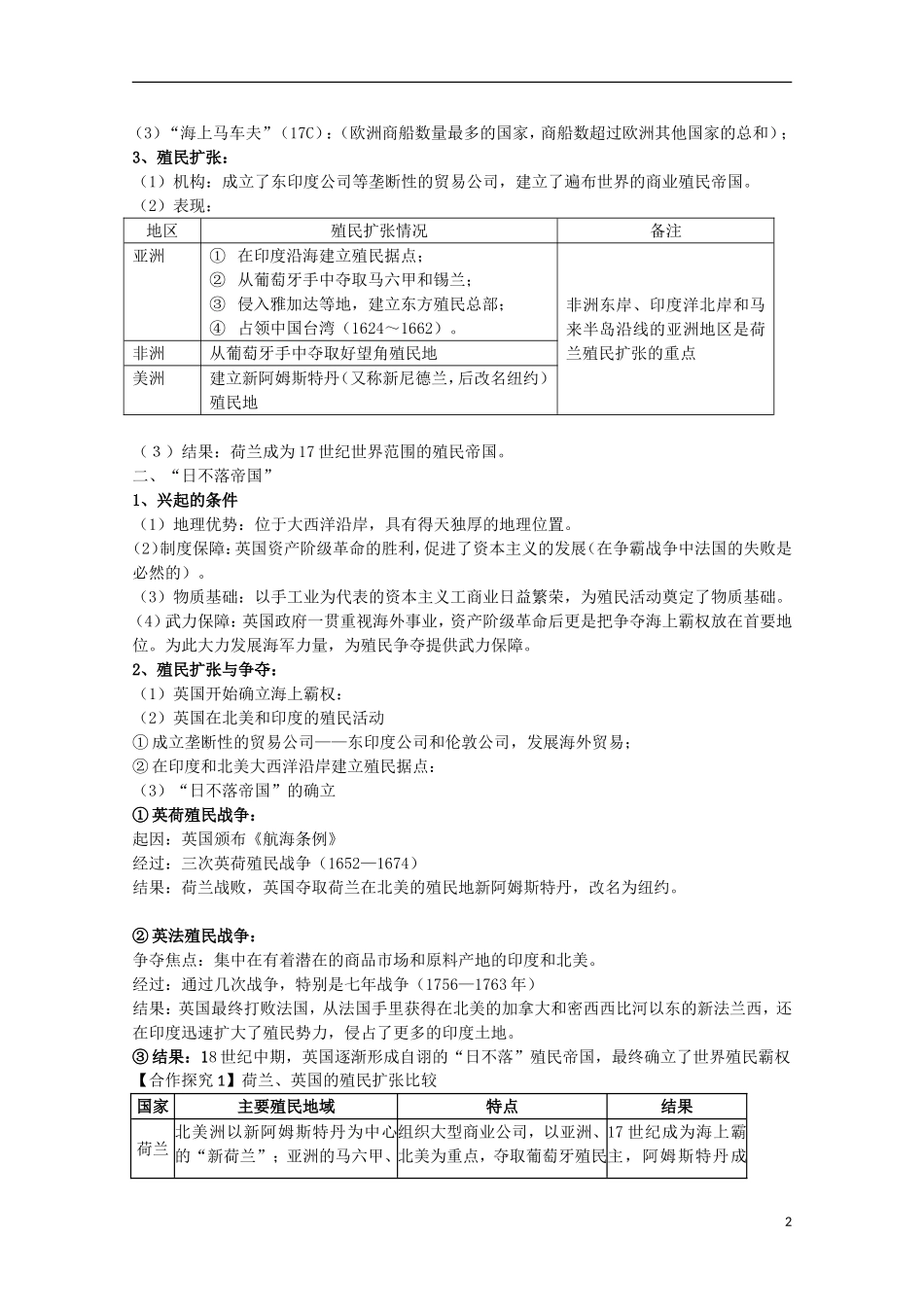 安徽省滁州二中高中历史 第6课《 殖民扩张与世界市场的拓展》教案 新人教版必修2_第2页