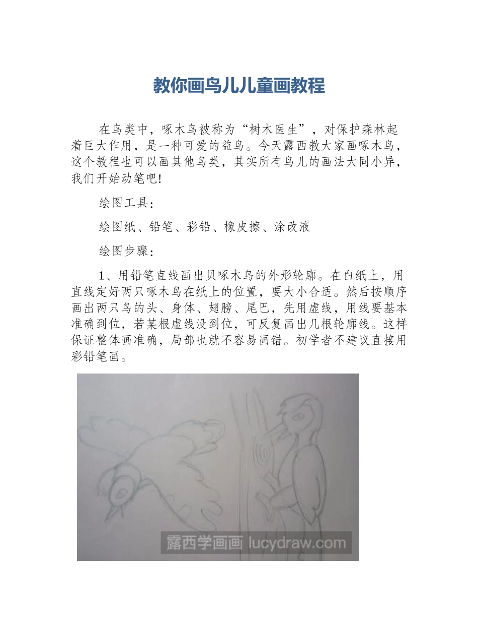 教你画鸟儿儿童画教程_第1页