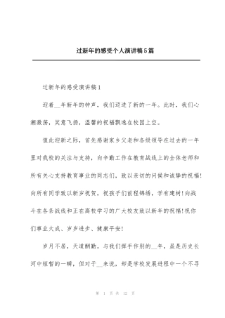 过新年的感受个人演讲稿5篇