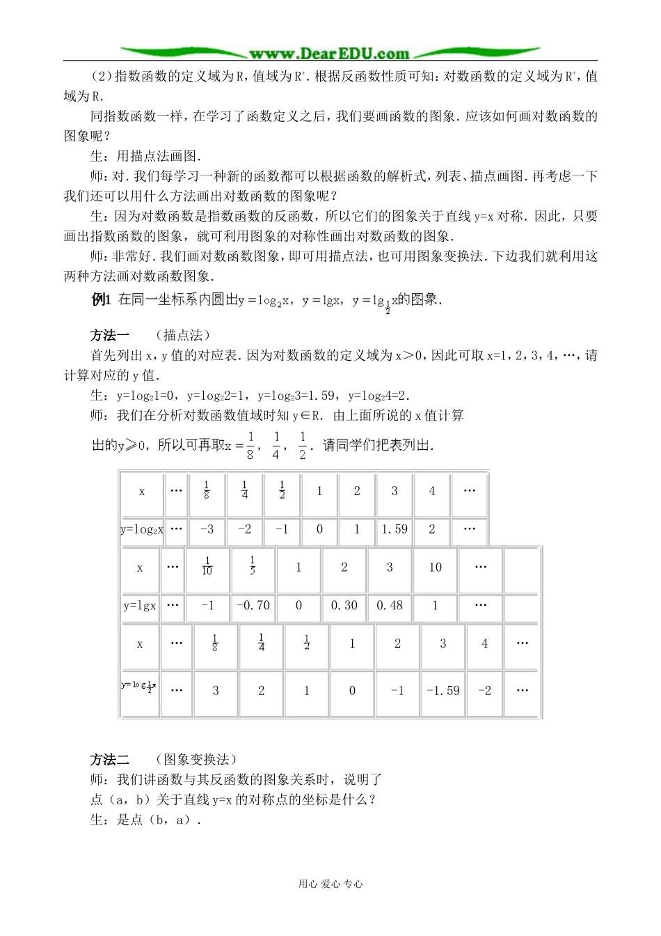 北师大版高中数学必修1对数函数教案1_第2页