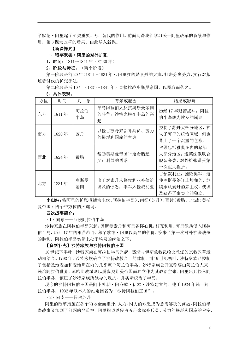 北京市房山区房山中学高中历史 第六单元第3课《（穆罕默德 阿里）改革的后果》教案 新人教版选修1_第2页
