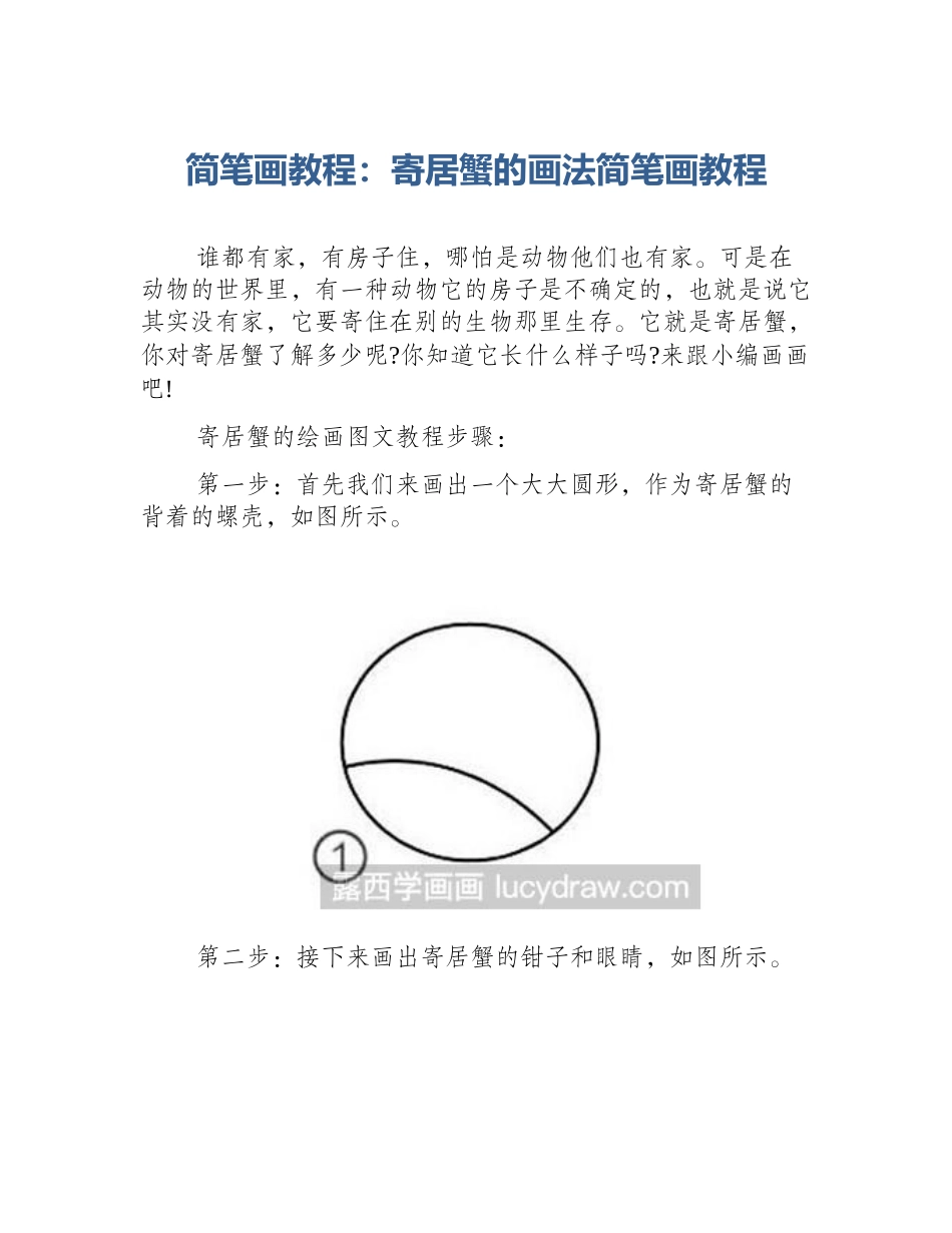 简笔画教程：寄居蟹的画法简笔画教程_第1页