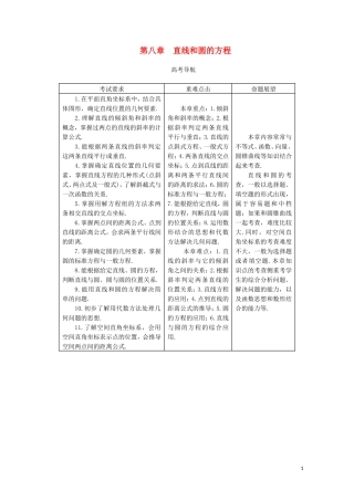 【系统集成】高中数学 第八章 直线和圆的方程（教师用书）理