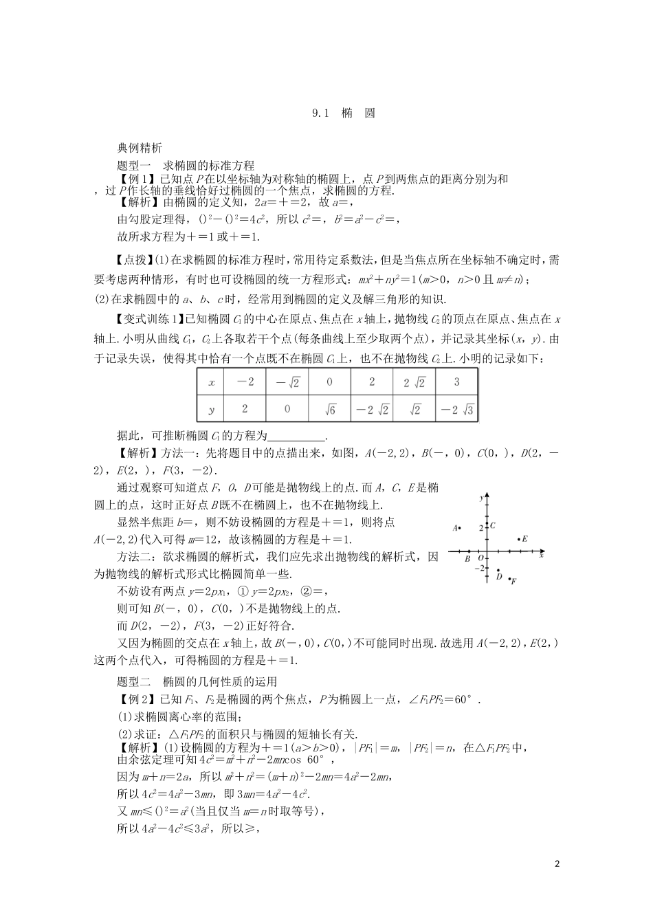 【系统集成】高中数学 第九章 圆锥曲线与方程（教师用书）理_第2页