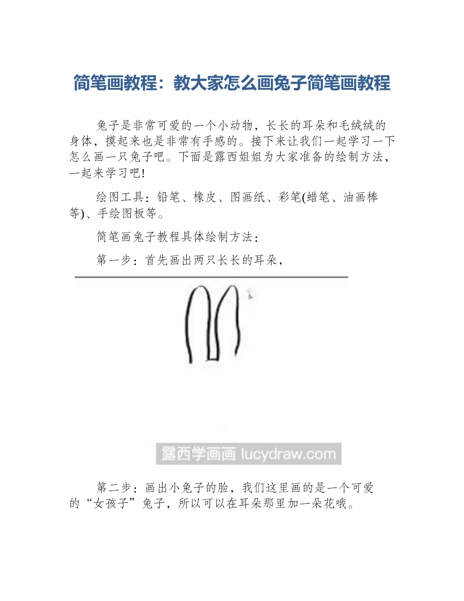 简笔画教程：教大家怎么画兔子简笔画教程_第1页