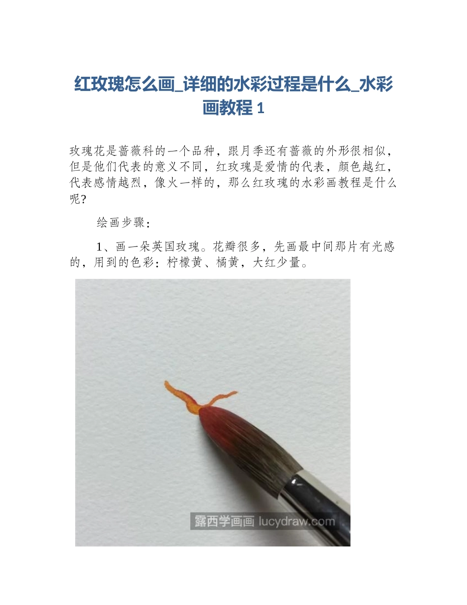 红玫瑰怎么画_详细的水彩过程是什么_水彩画教程1_第1页