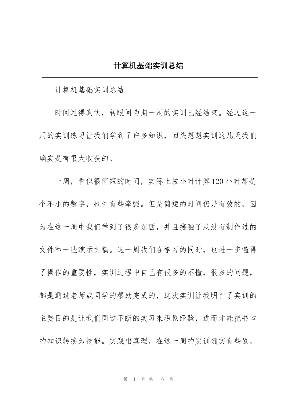 计算机基础实训总结_第1页