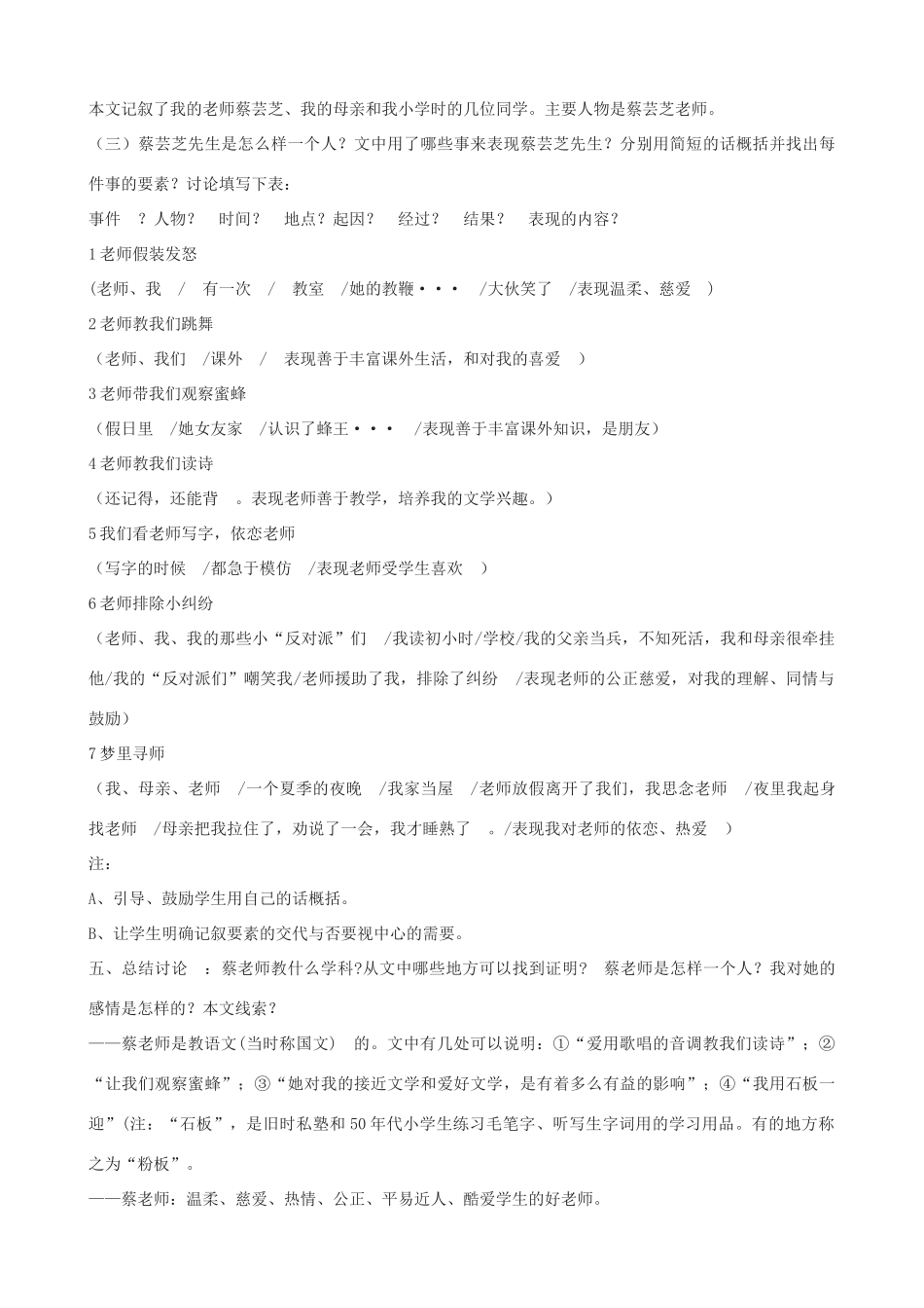 七年级语文上册《我的老师》教学设计 北京课改版教材-北京课改版教材初中七年级上册语文教学设计_第3页