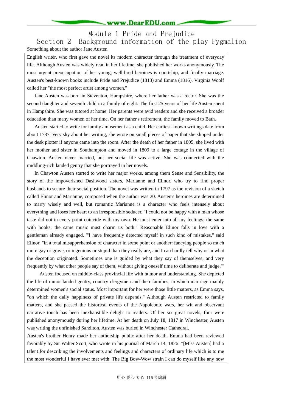 高中英语必修10Module 1 Pride and Prejudice-Background information of the play Pygmalion_第1页