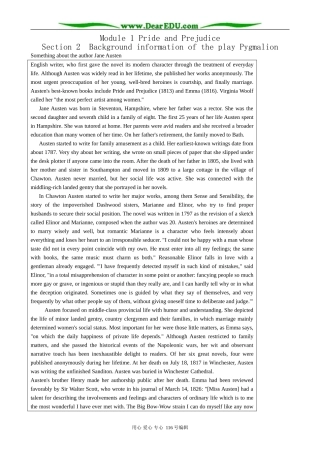 高中英语必修10Module 1 Pride and Prejudice-Background information of the play Pygmalion