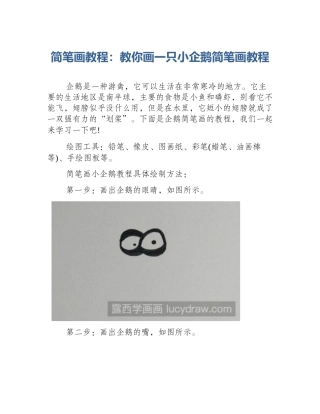 简笔画教程：教你画一只小企鹅简笔画教程