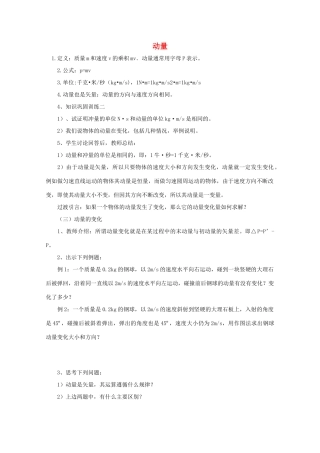 高中物理 《动量》教案 新人教版选修3-5