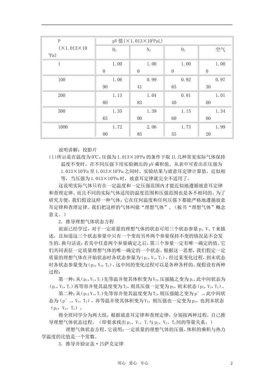 高中物理 8.3理想气体的状态方程教案 新人教版选修3-3_第2页