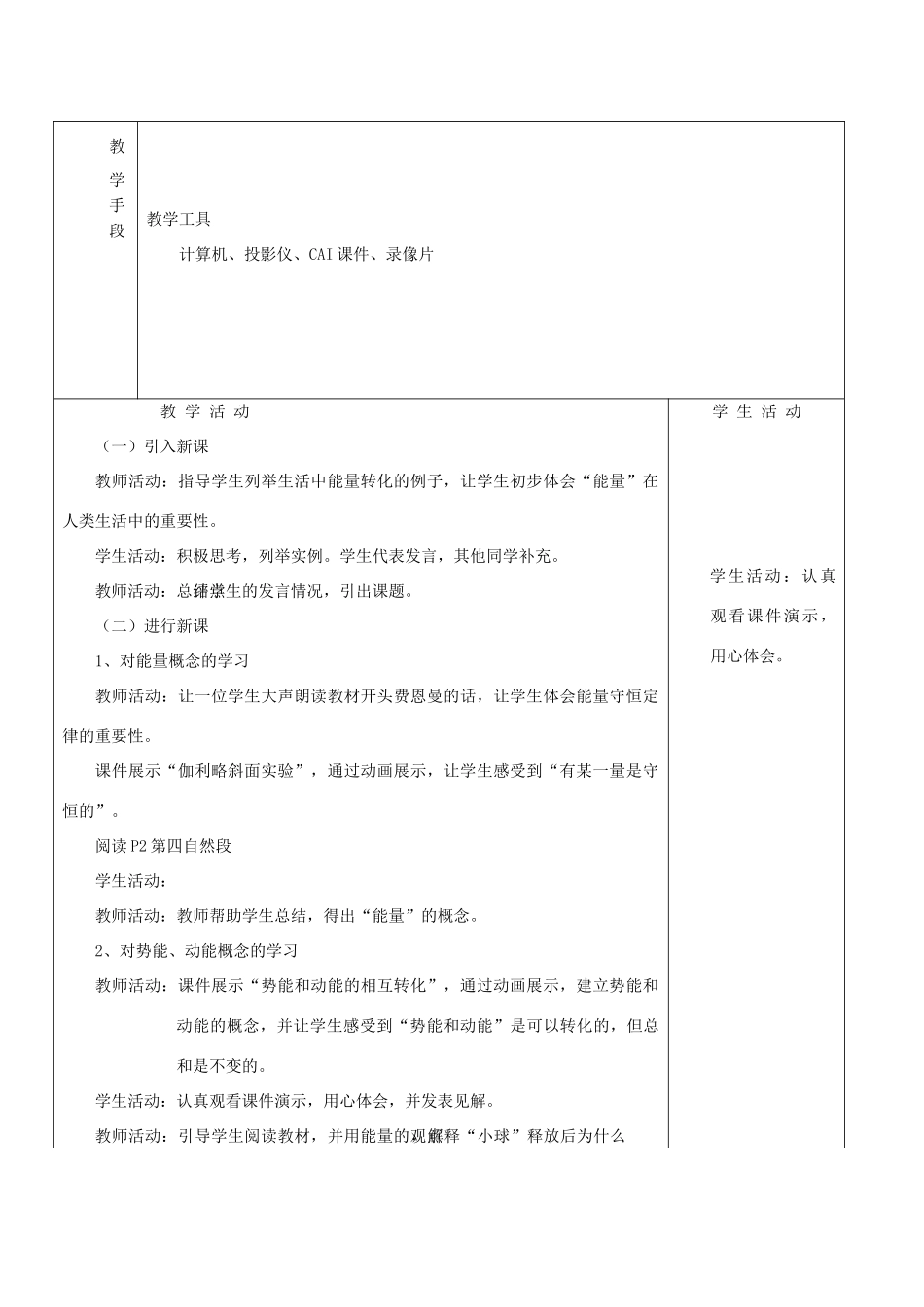 高中物理 7.1《追寻守恒量》教案 新人教版必修2_第2页