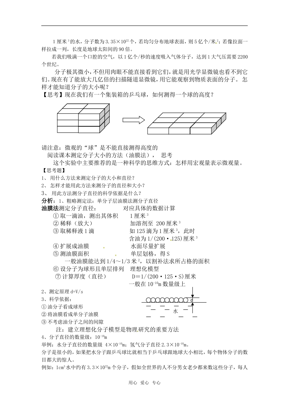 高中物理 7.1《物体是由大量分子组成的》教案（1） 新人教版选修3-3_第2页
