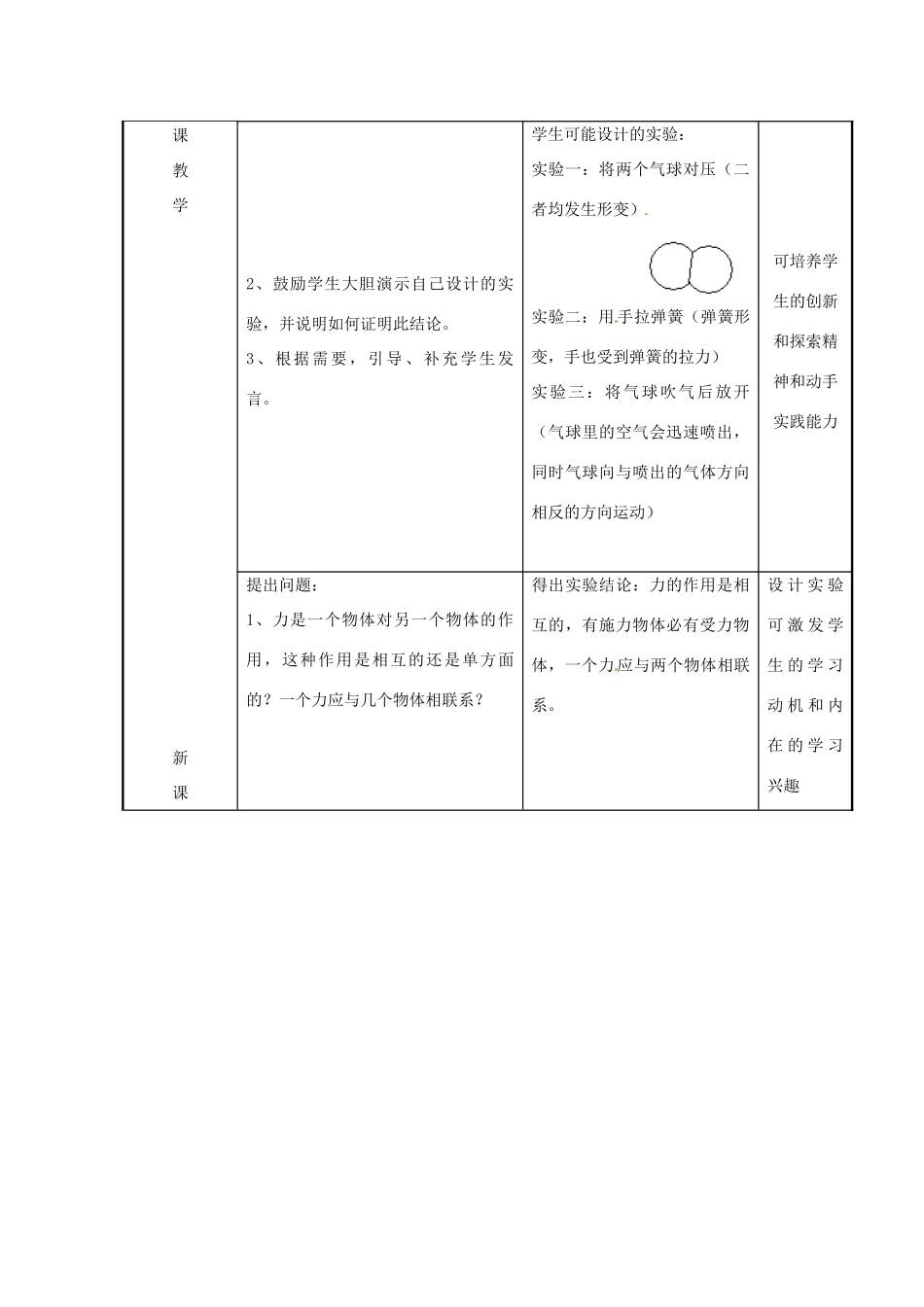 高中物理 4.5牛顿第三定律教学设计 新人教版必修1-新人教版高一必修1物理教案_第3页