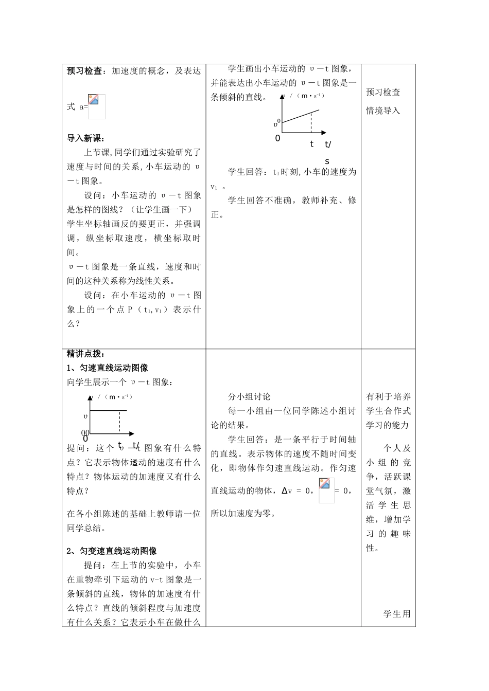 高中物理 2.2《匀变速直线运动的速度与时间的关系》精品教案 新人教版必修1_第2页