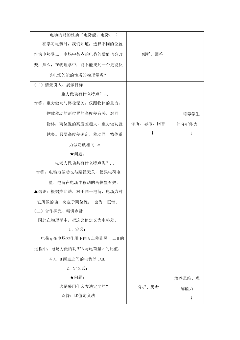 高中物理 1.5《电势差》精品教案 新人教版选修3-1_第2页