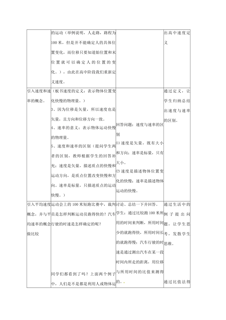 高中物理 1.4 物体运动的速度教案 粤教版必修1-粤教版高一必修1物理教案_第3页