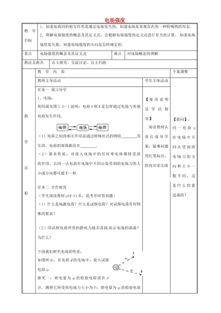 高中物理 1.3 电场强度教案1 苏教版选修3-1-苏教版高二选修3-1物理教案