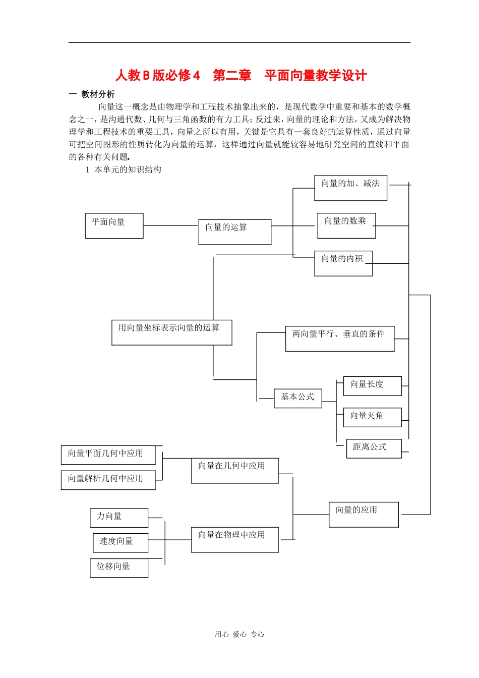 高中数学：第二章 向量一章教学设计 教案 新人教B版必修4_第1页