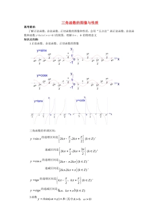 高中数学：三角函数的图像和性质教案新课标人教A版必修4