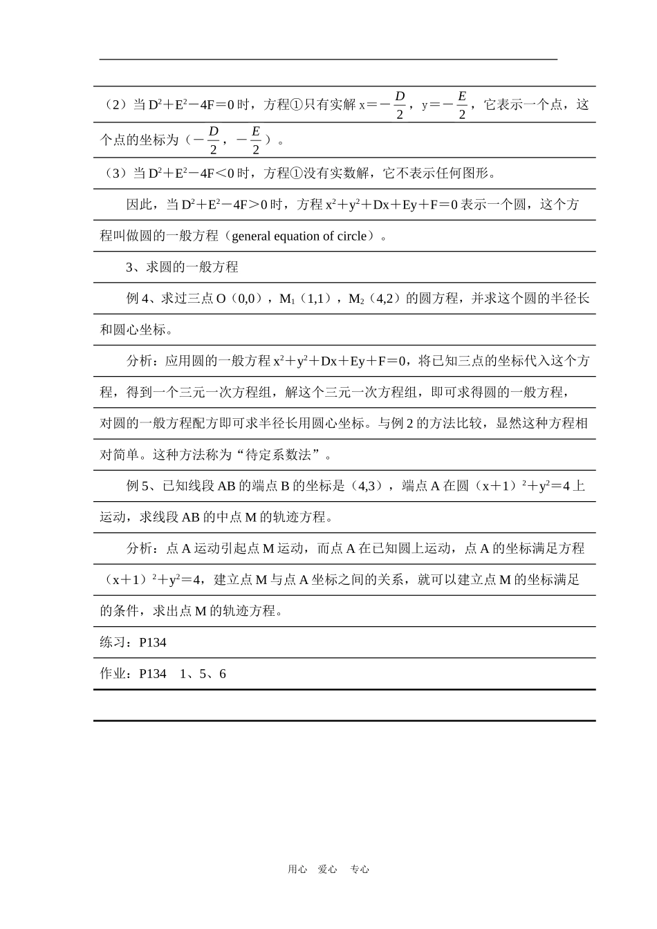 高中数学：4.1.2《圆的一般方程》教案（新人教A必修2）_第2页