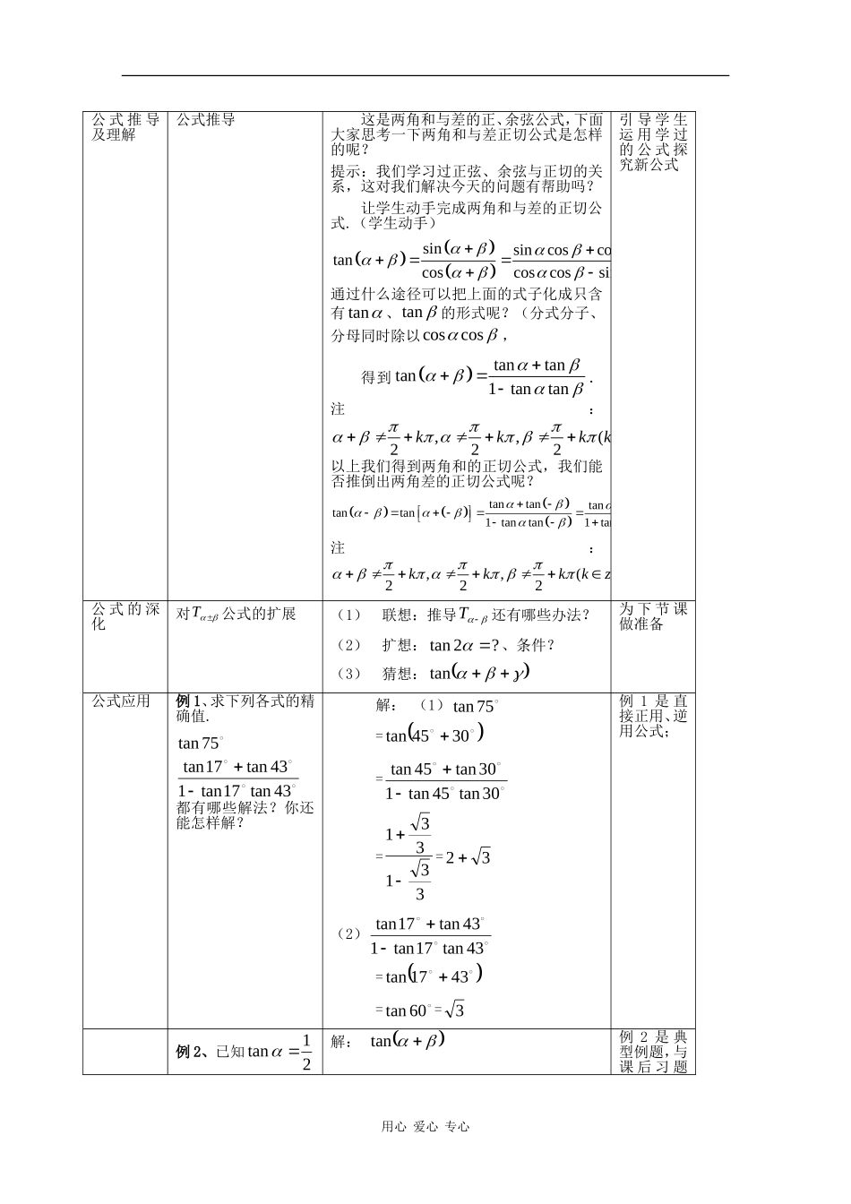 高中数学：3.1.3 两角和与差的正切公式 教案 新人教B版必修4_第2页