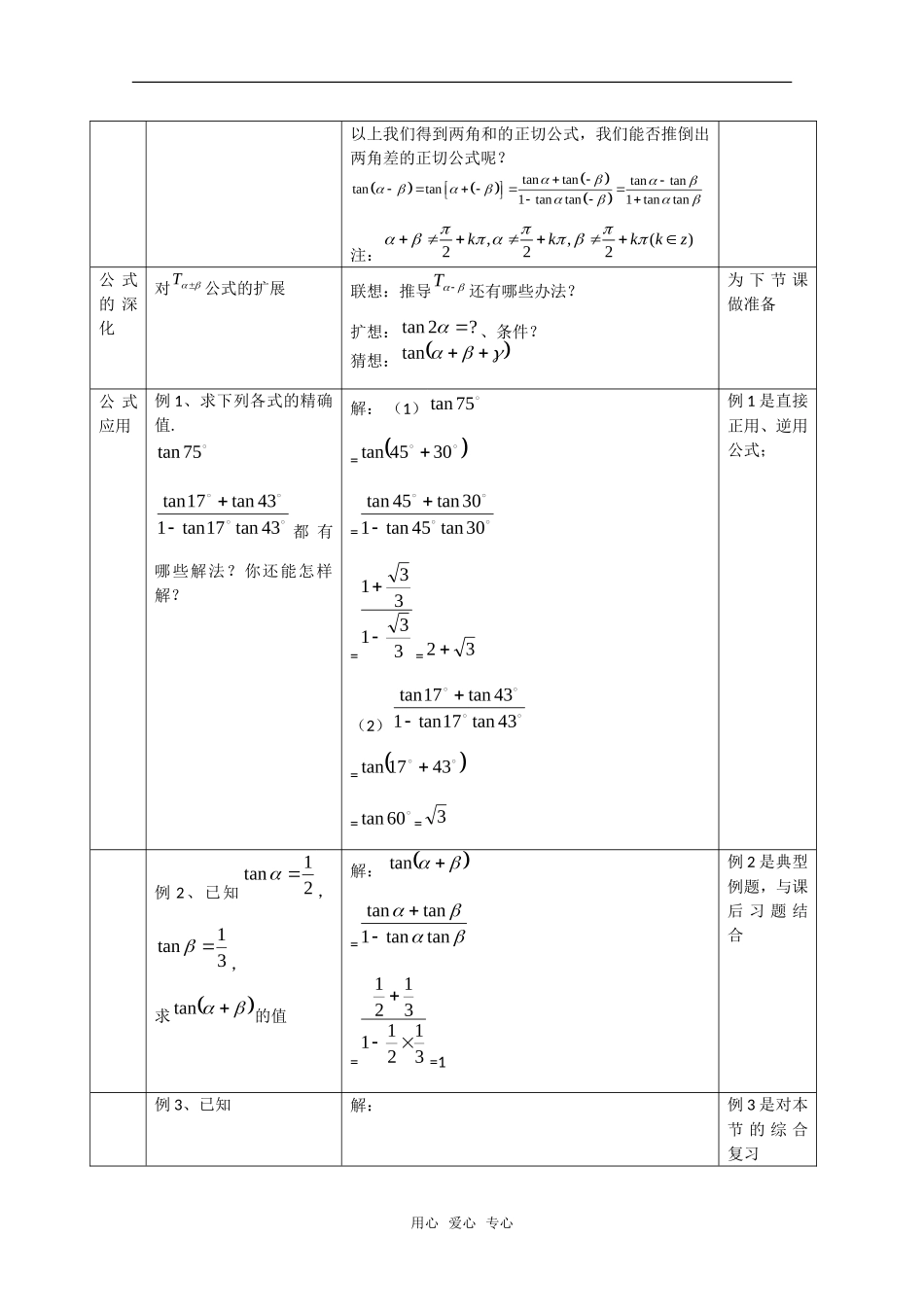 高中数学：3.1.2《两角和与差的正切公式》教案（新人教A版必修4）_第2页