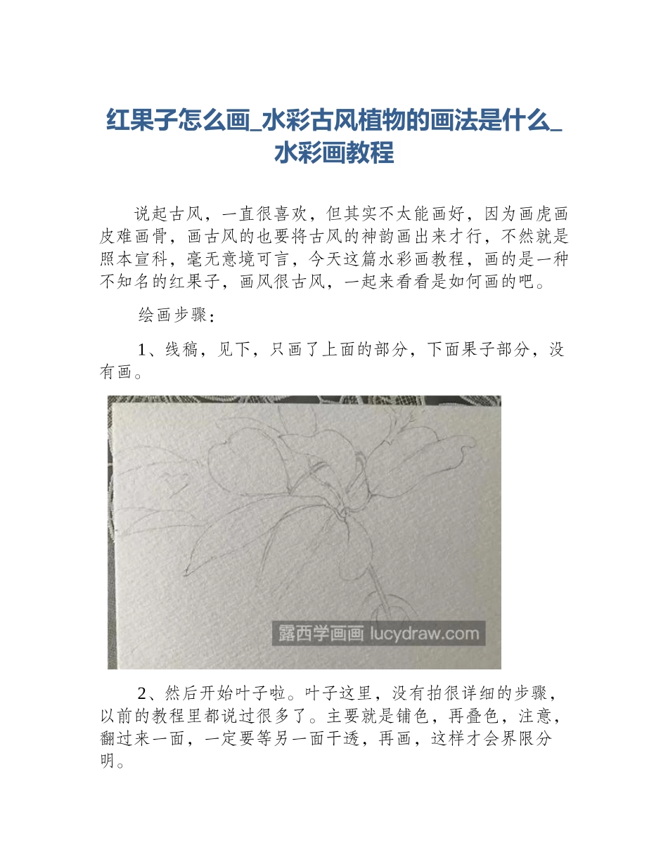 红果子怎么画_水彩古风植物的画法是什么_水彩画教程_第1页