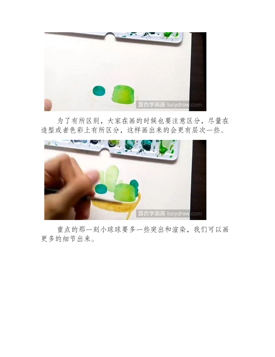 简单又清新的仙人掌盆栽水彩画教程水彩画教程_第2页