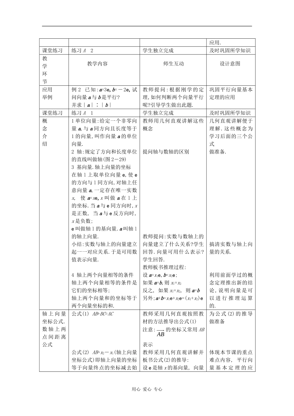 高中数学：2.1.5 向量共线的条件与轴上向量坐标运算 教案 新人教B版必修4_第2页