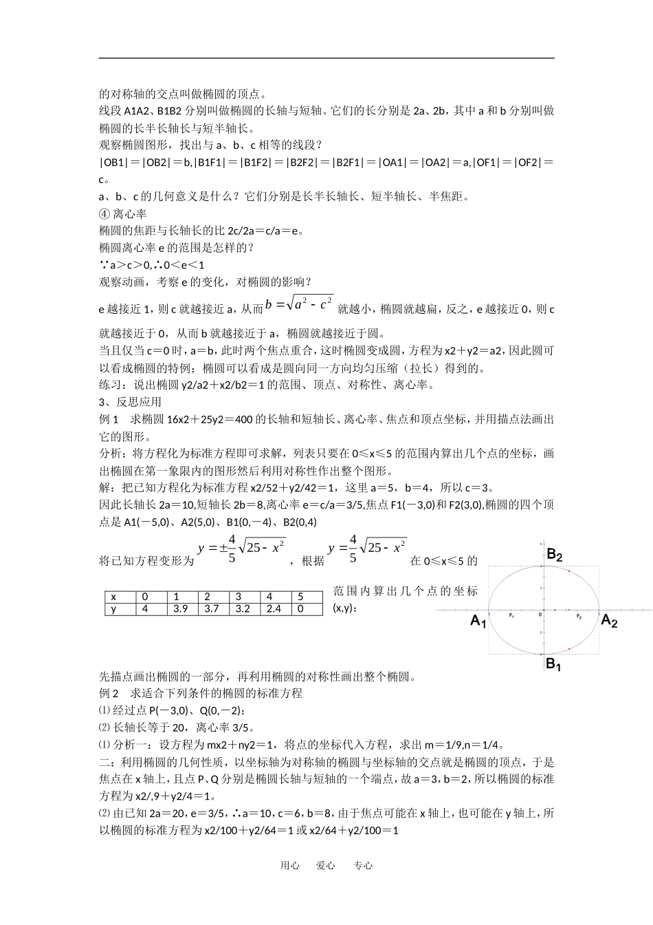 高中数学：2.1.2 椭圆的几何性质 教案（1）（湘教版选修1-1）_第3页