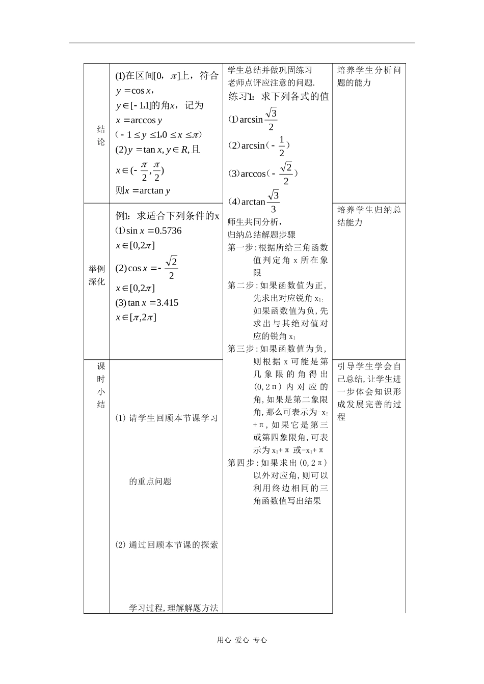 高中数学：1.3.3 已知三角函数值求角 教案1 新人教B版必修4_第3页